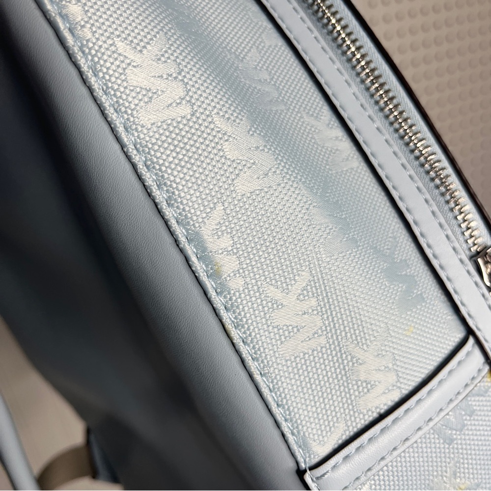 Michael Kors Sheila Large Woven Logo Nylon backpack Sky Blue Jacquard Laptop Bag - Picture 12 of 15